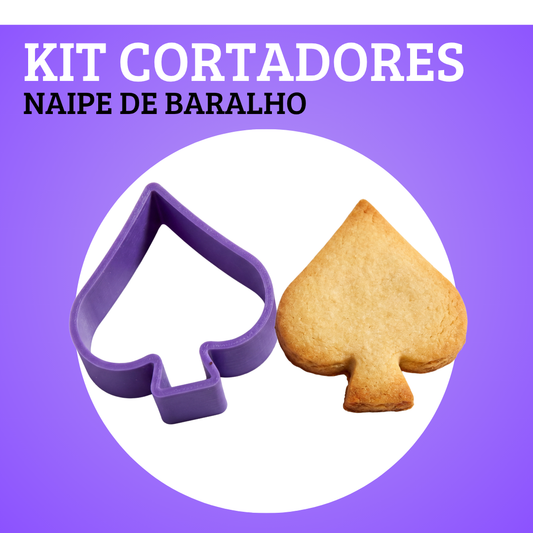 KIT CORTADORES DE BISCOITO - NAIPE DE BARALHO (4 MODELOS)