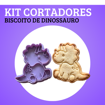 KIT CORTADORES DE BISCOITO - MUNDO DOS DINOSSAUROS (4 MODELOS BABY)