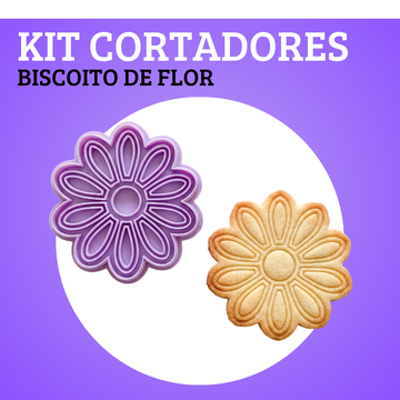 KIT CORTADORES DE BISCOITO - JARDIM ENCANTADO (3 MODELOS DE FLORES)